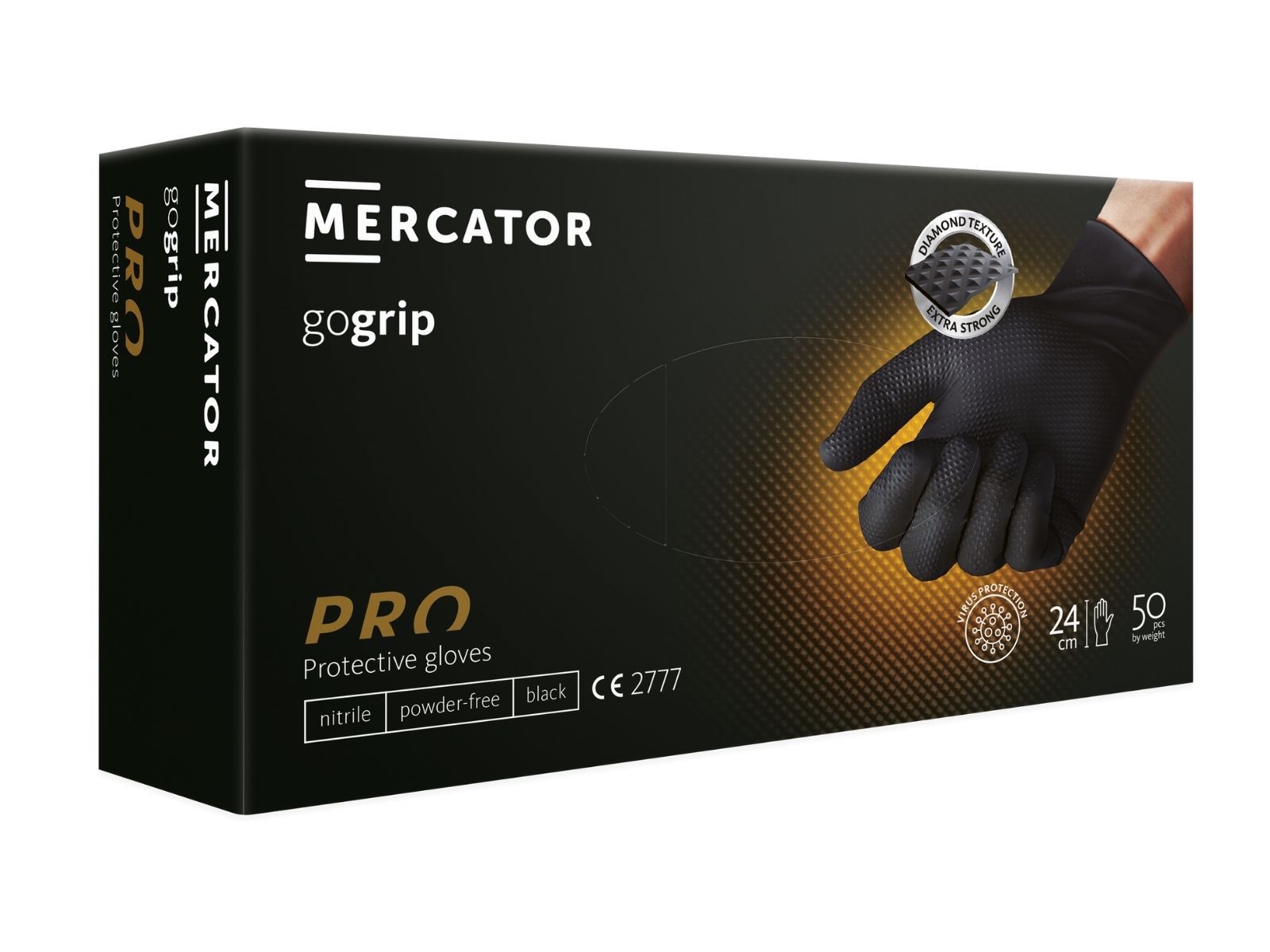 Rękawice GoGrip Black S Mercator Bezpudrowe A50